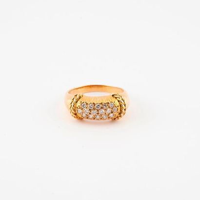 Half-ring ring in yellow gold (750) partially...