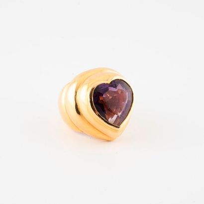 An important yellow gold (750) dome ring...