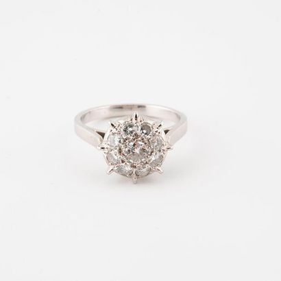Ring in rhodium-plated yellow gold (750)...