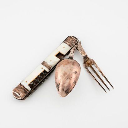 
Travel cutlery with white mother-of-pearl,...