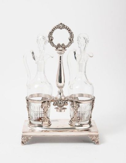
Oil and vinegar maker's stand in stamped...