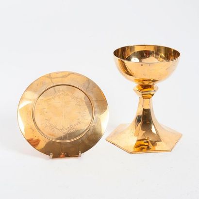 
A travel chapel containing two silver (950)...