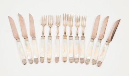 Twelve pieces of cutlery with metal insert...