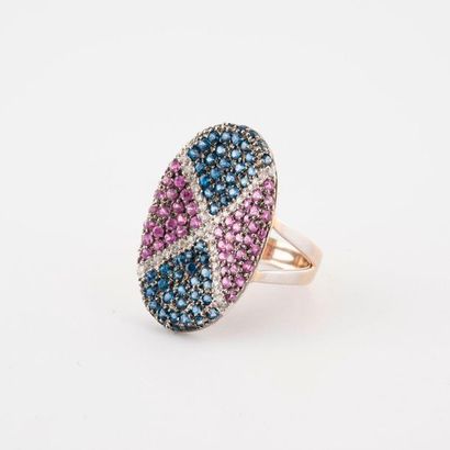 Rhodium-plated yellow (750) gold ring with...