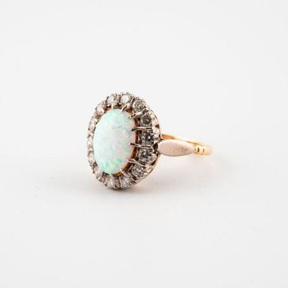 Yellow and white gold (750) ring set with...