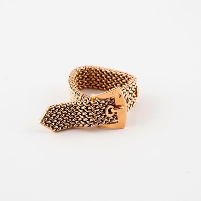 Yellow gold (750) belt ring with braided...
