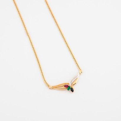 Necklace in yellow gold (750) with a palm-tree...