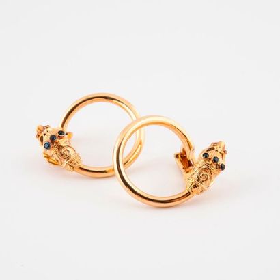 Pair of yellow gold (750) ear clips with...