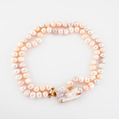 Necklace of two rows of cultured pearls of...