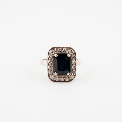 Bague en or gris (750) et platine (850),...