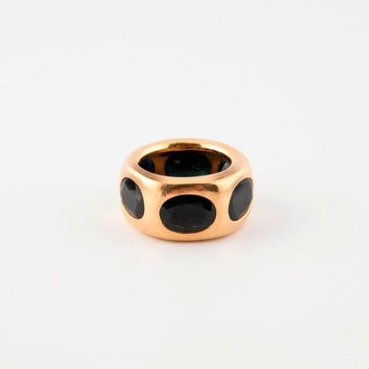 Bague bandeau en or jaune (750) ornée de...