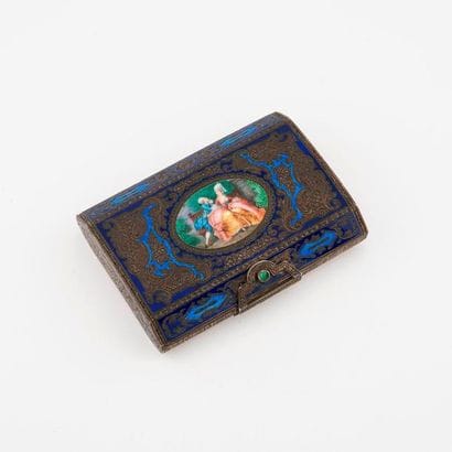 Rectangular snuffbox with cut silver panels...