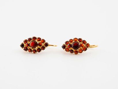 Pair of yellow gold (750) shuttle-shaped...