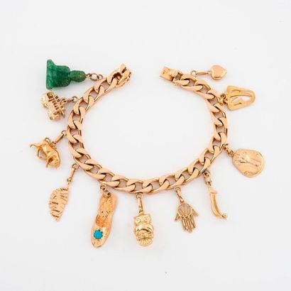 Yellow gold bracelet (750) with filed mesh,...