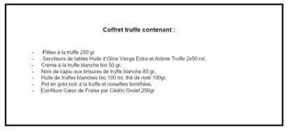 Truffle box containing: truffle pasta 250...