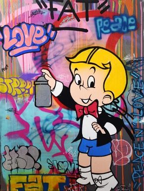 FAT
Spray painting, acrylic, Posca 