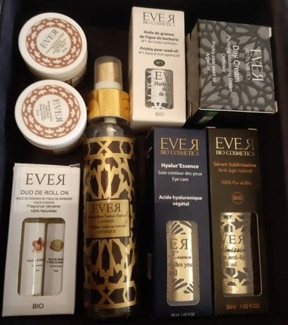 Box of organic and natural cosmetic products...