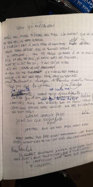OXMO PUCCINO 
Manuscrit original « Mes Fans »...
