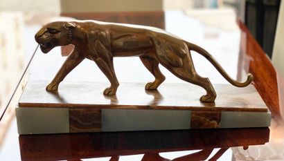 Hughes 
HUGHES patinated bronze panther with...