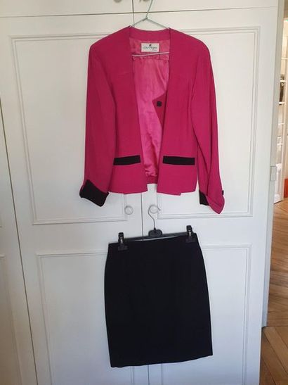 Courrèges skirt suit, black skirt and pink...