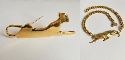 CYRIELLE CLAIR
A golden panther brooch, matching...