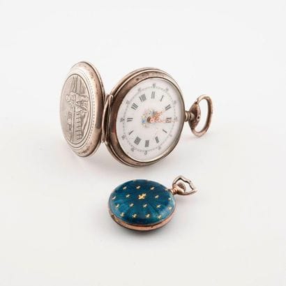 Set consisting of a gusset watch and a silver...