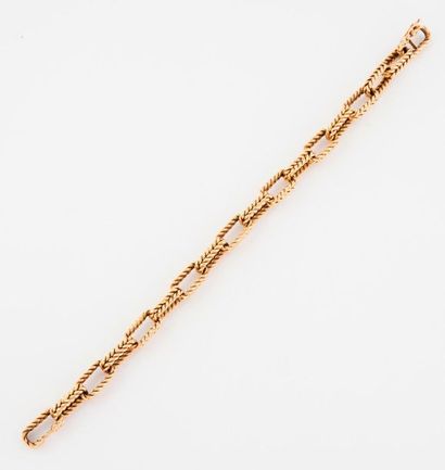 Bracelet en or jaune (750) à maillons rectangulaires...