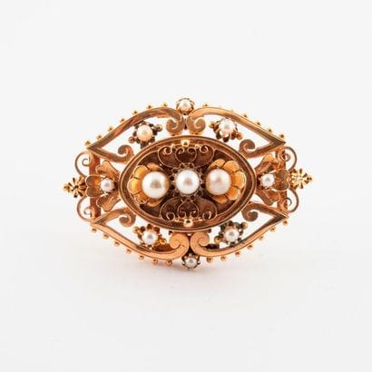 Brooch, souvenir holder, in yellow gold (750)...