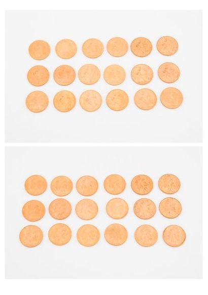 FRANCE 

Lot de 18 pièces de 20 francs or,...