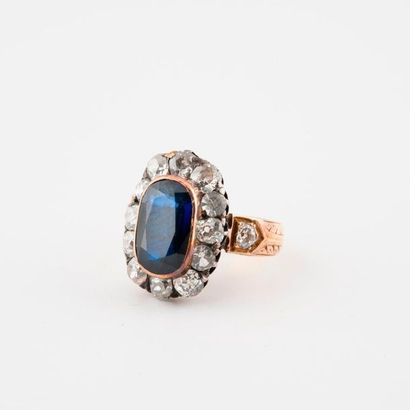 Daisy ring in yellow gold (750) and silver...