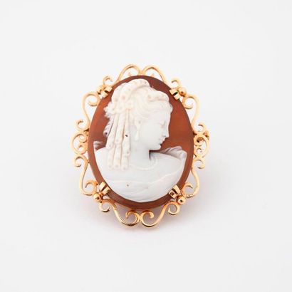 Pendant brooch in yellow gold (750) with...