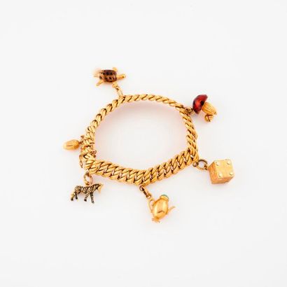 Yellow gold (750) American link bracelet,...