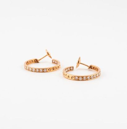 Pair of half-creoles in yellow gold (750)...