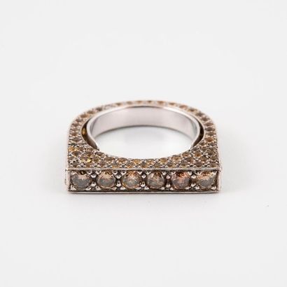 Ring in white gold (750), the rectangular...