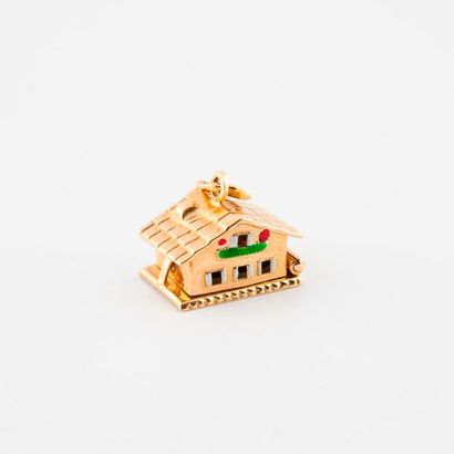 Yellow gold (750) opening chalet pendant...