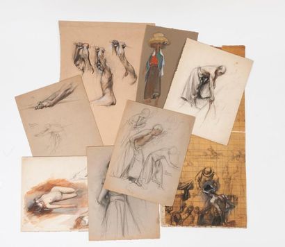 Charles FOUQUERAY (1869-1956)
Set of 8 watercolour...