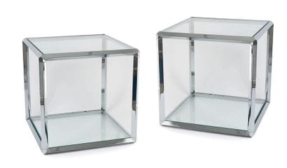 Pair of end of couch
furniture in chromed...