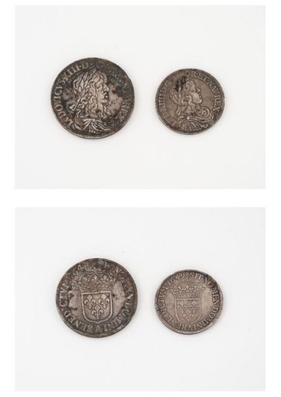 France
Deux pièces en argent Louis XIII (1643)...