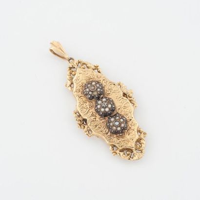 Pendentif porte-photo en or jaune (750) et...