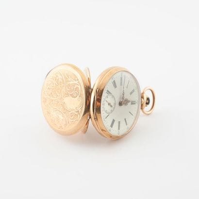 Montre de gousset en or jaune (750) 
Couvercle...
