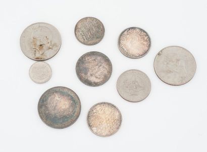 Lot de pièces en argent diverses. 
Poids...