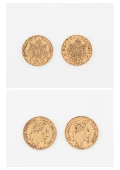 France
Deux pièces de 20 francs, Napoléon...