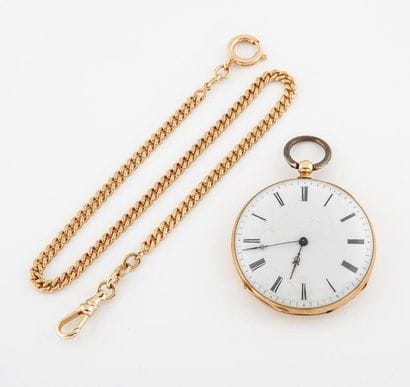 Montre de gousset en or jaune (750).
Couvercle...