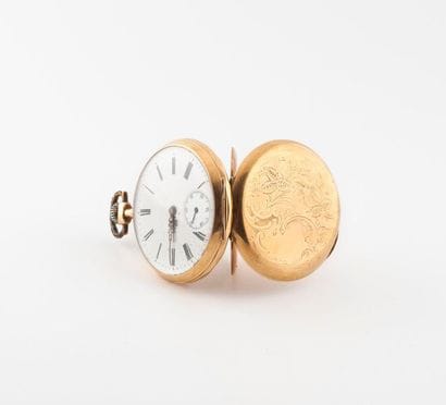 Montre de gousset en or jaune (750) 
Couvercle...