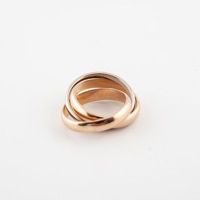 Bague trois anneaux en or de deux tons (750)...