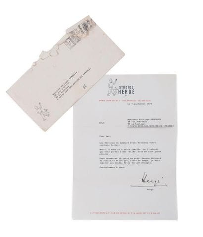 HERGÉ (1907-1983)
A compliment card enriched...