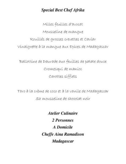 AINA RAMADISON
Atelier culinaire à domicile...