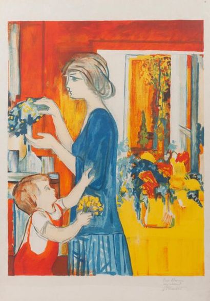 Hélène BAUDROT (XXème siècle)
Femme et enfant.
Lithographie...