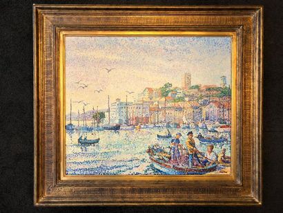 Yvonne CANU (1921-2007)
Le vieux port, Cannes.
Oil...