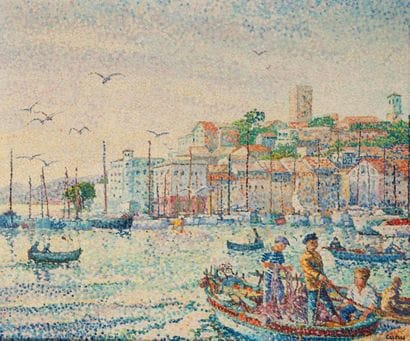 Yvonne CANU (1921-2007)
Le vieux port, Cannes.
Oil...